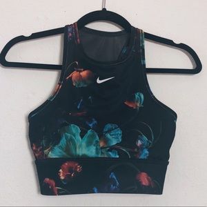 [Nike] Black Floral Sports Bra, Size S